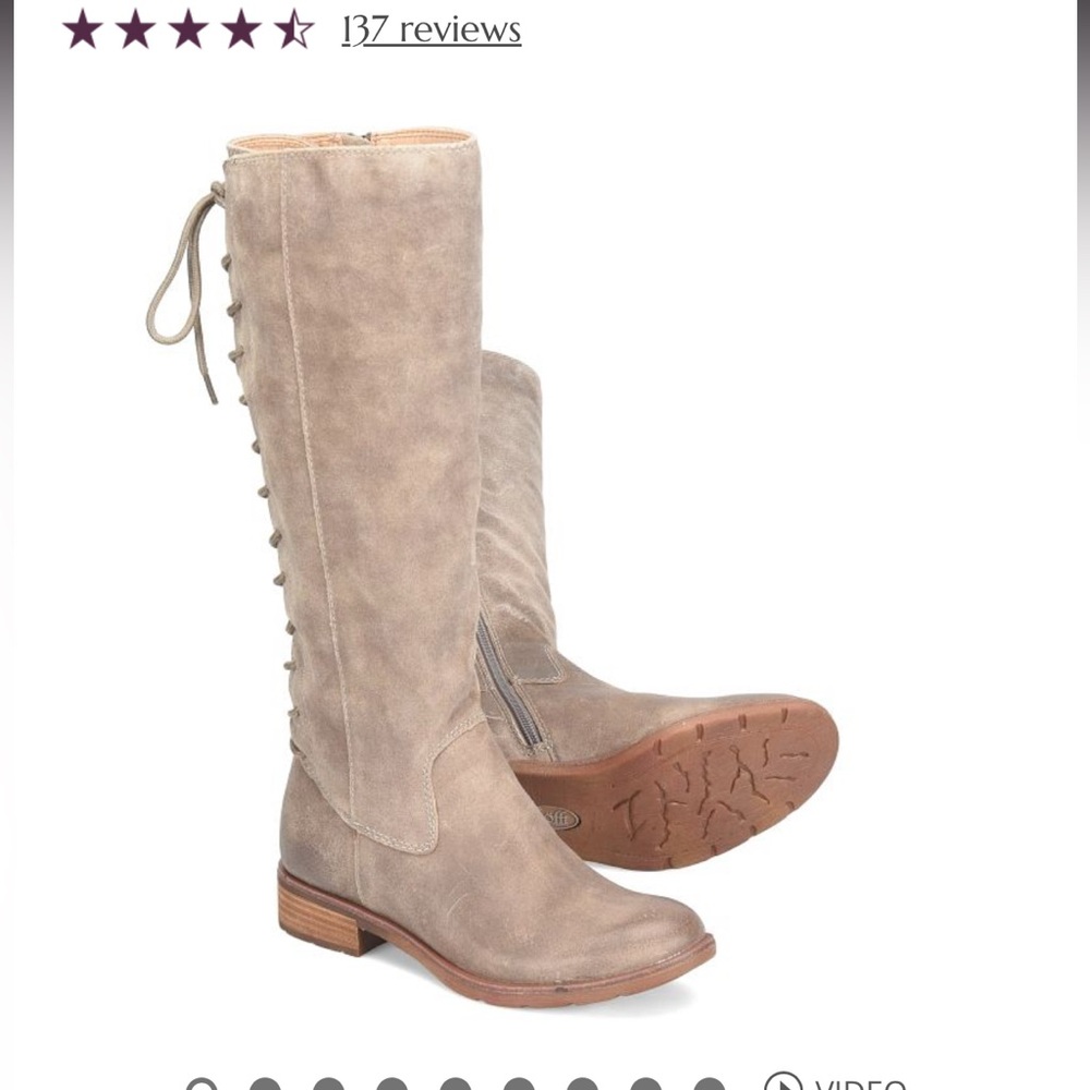 Sofft Sharnell II Lace-Up Knee High Suede Boots in Cashmere. Size 8.5.